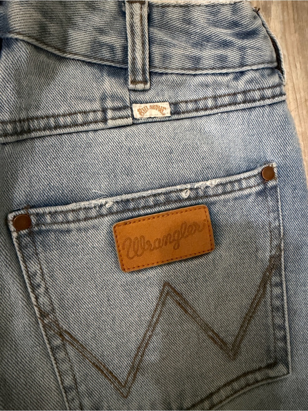 Billabong Wrangler Women's Blue Denim Patchwork Flared Jeans Pockets 27 - Picture 12 of 12